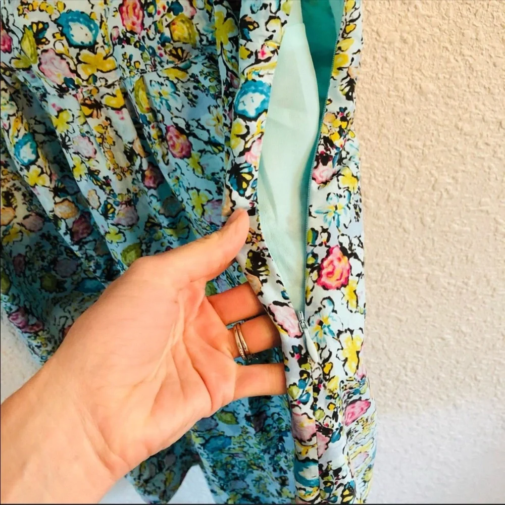 Sundance silk light blue floral tie waist dress size 14 - Picture 10 of 14